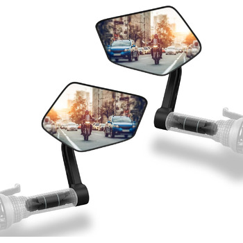 Велосипедне дзеркало з надзвичайно великою відбивною поверхнею ударостійке справжнє скло дзеркало на кермо велосипеда для електровелосипедів дзеркало заднього виду для електровелосипедів, складне (лівий правий кінець керма)