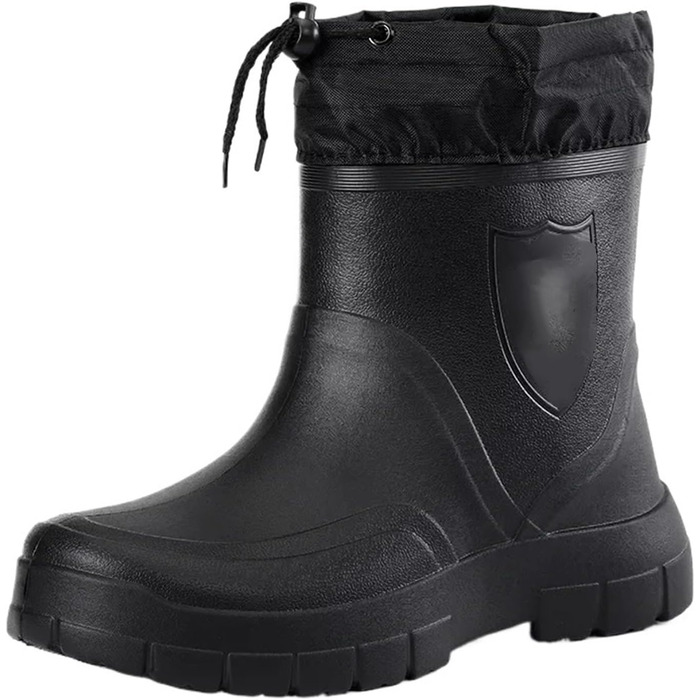 Чоловічі гумові чоботи, вітрозахисні бавовняні гумові чоботи, теплі, легкі гумові чоботи до щиколотки, чорні гумові чоботи без шнурівки, водонепроникні робочі чоботи, чорні, розмір 40 EU