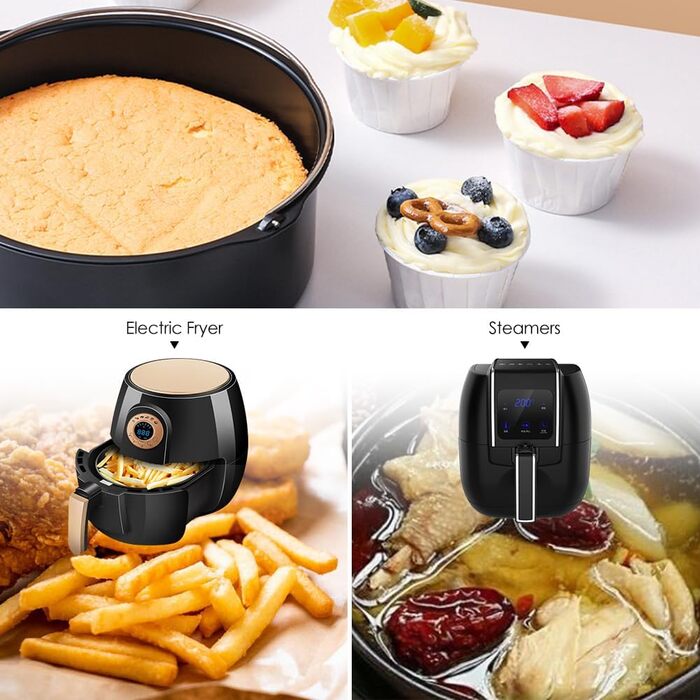 Аксесуари для фритюрниці Cake Barrel Деко для випікання тортів з вуглецевої сталі з антипригарним покриттям для фритюрниць, універсальне, чорне (8 дюймів)