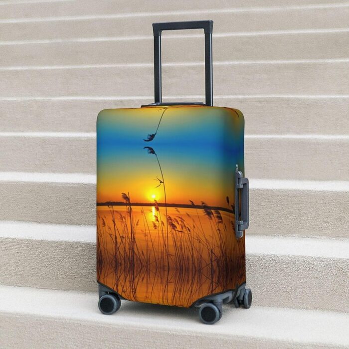 Чохол для валізи Прибережна тростина з принтом, еластичний захист від подряпин та пилу, чорний, розмір 95