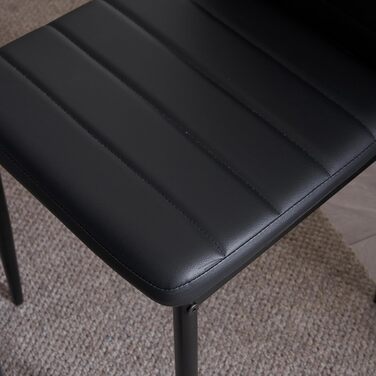 Кухонні стільці LEADZM, Набір із 4 обідніх стільців із високою спинкою, Водонепроникні для їдальні та кухні, Обідній стілець 120 кг (Чорний, Комплект із 4) Комплект із 4 предметів Чорний