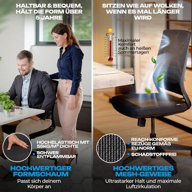 Ергономічне офісне крісло M2 без підлокітників та підголівника для максимальної свободи рухів, зручне офісне крісло для спини, зручне письмове крісло для офісу та домашнього офісу. Крісло M2 Essential (чорне).