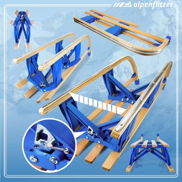 Санки Alpenflitzer Davos дерев'яні складані зі спинкою, 110 см