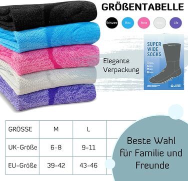 Бамбукові діабетичні шкарпетки LOFIR для жінок діабетичні шкарпетки без еластичної манжети, надзвичайно широкі, широкий пояс, безшовні, короткі шкарпетки для людей похилого віку, набряклі ноги, 5 пар, розміри 39-46, 39-42, різнокольорові - 5 пар