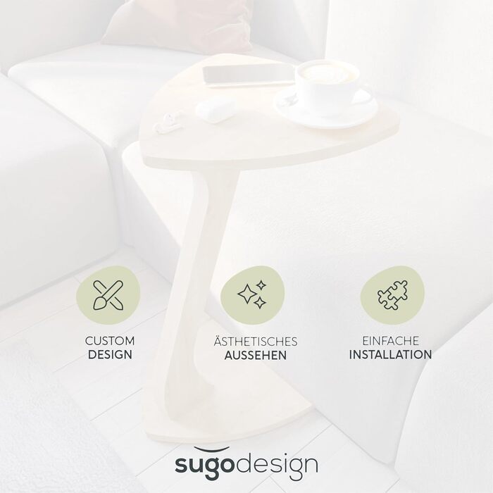 Приставний столик для дивана, невеликий С-подібний приставний столик, столик для дивана зі стильним дубовим виглядом, невеликий журнальний столик для вітальні, ідеальна поверхня для зберігання ноутбуків, чашок, Trigon