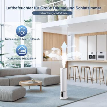Зволожувач повітря Grelife 9 л, зволожувач повітря з верхнім заповненням для спальні, дитячої, автоматичне вимкнення, 3 налаштуван