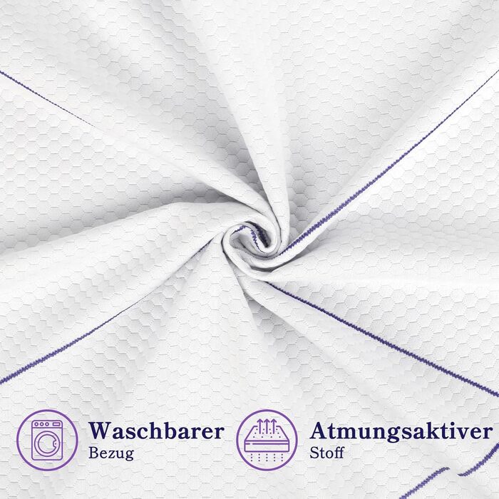 Матрац Vesgantti 90x200 см Матрац з холодної піни H3, висота 18 см, сертифікований Oeko-Tex, середньої жорсткості, згортається в рулон, знімний тканинний чохол, що прається, із застібкою-блискавкою, лавандово-фіолетовий, рівень жорсткості 3, висота 18 см,