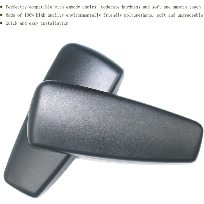 Замінні накладки на підлокітники, сумісні з кріслом Herman Miller Embody, змінні накладки на підлокітники, чорні (пара)