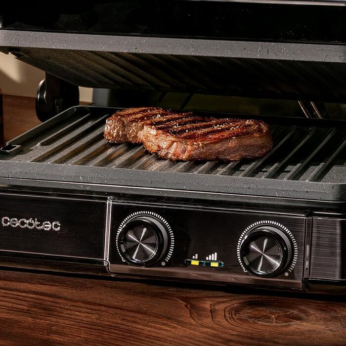 Електричний контактний гриль Cecotec Rock'nGrill 2200 Dual, розкриття 180, 29x23 см, 2200 Вт
