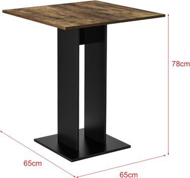 Кухонний стіл &39Lindesnes&39 Квадратний 65 x 65 x 78 см Стіл на підставці Обідній стіл з ДСП Обідній стіл Стіл Під горіх Чорний Під горіх/Чорний