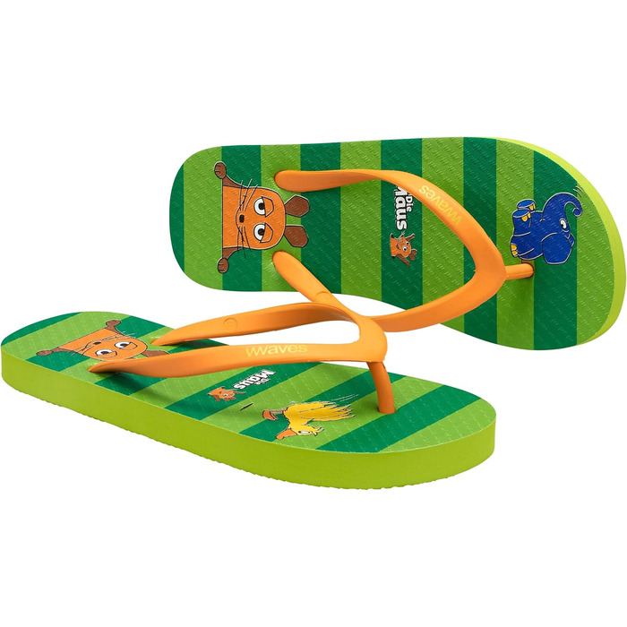 Дитячі шльопанці, сандалі-шльопанці &quotМишка &quotТри друзі&quot&quot, пляжне взуття для літа, відпочинку, піщано-пляжний мотив, капці для купання для дівчаток та хлопчиків, розмір 30-34 (31,5 EU). &quotТри друзі&quot