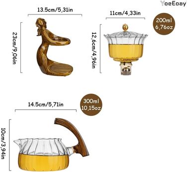 Елегантний скляний чайний набір Ледачий чайник автоматичний заварник, преміум аксесуари для дому, розкішний набір для чайної церемонії з магнітним закриттям.