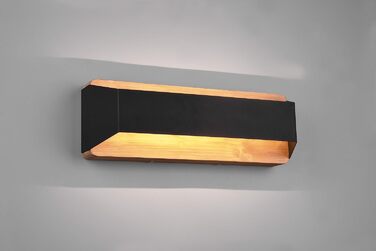 Стільний настінний світильник Trio Arino 224819132 LED 13.5 Вт, матовий чорний метал та дерево, з димером, ширина 35 см