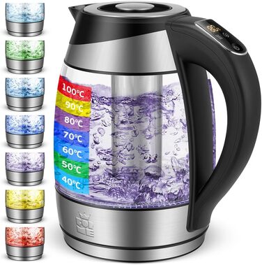 Скляний чайник 1.8 Налаштування температури Вибір температури 40C-100C Зміна кольору LED I BPA FREE I Регулювання температури Чайн