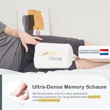 Подушка для колін COMFYCENTRE для сну на боці - Ортопедична та ергономічна подушка для ніг з піни з ефектом пам&39яті - Подушка для колін - Зручна подушка для сну Visco для ніг та колін (без ремінця) Біла без ремінця