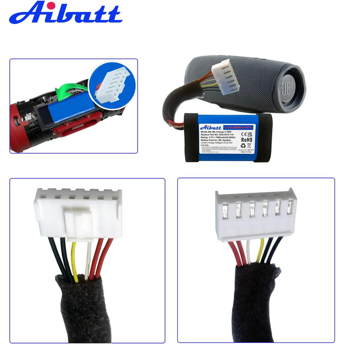 Замінний акумулятор 3.7V 7800mAh для JBL Charge 4, JBL Charge 4BLK, динаміків JBL Charge 4J, заміна акумулятора JBL SUN-INTE-118, SUN-INTE-156, 1INR19/66-3, ID998. (Не для JBL Charge 4 Q)