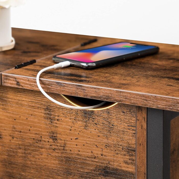 Журнальний столик HOOBRO, відкидний диван-столик із зарядною станцією та полицею для зберігання, вузька тумбочка для невеликих приміщень, спальня, вітальня, міцний, темно-коричневий EBF342BZ01 темно-коричневий чорний 1