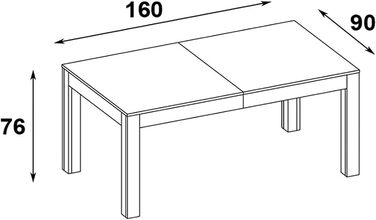 Великий, практичний стіл MPS WENUS 160-300x90x76см Дуб Craft Black Обідній стіл на 4-12 осіб з розсувною стільницею до 300 см Сучасний дизайн Прямокутний стіл