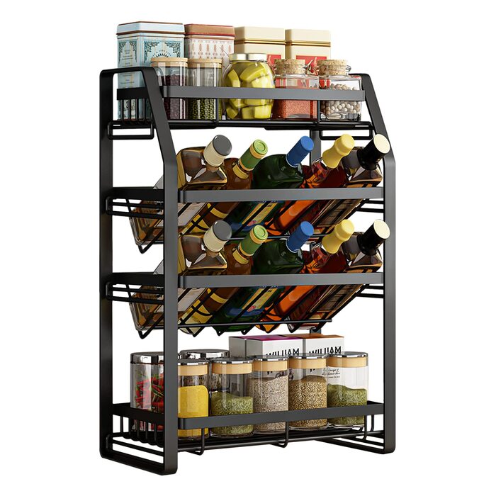 Стійка для спецій 4 рівні металевої полиці кухонний органайзер стояча підставка для спецій кухонна полиця для зберігання спецій для більшості банок для спецій типу B