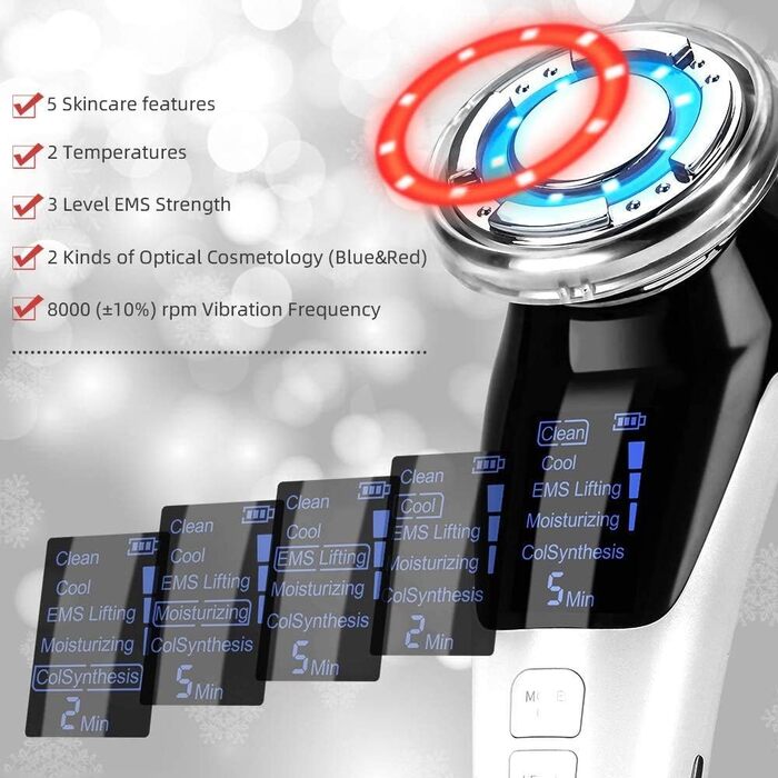 Масажер для обличчя масажер для обличчя, YONGYAO Косметичний пристрій для обличчя масажер для обличчя проти зморшок підтяжка обличчя косметичний пристрій з EMS ION- Фотон гаряче/холодне лікування для антивікових зморшок проти зморшок