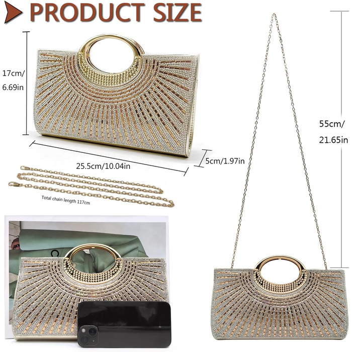 Вечірня сумка Pahajim для жінок, блискуча маленька сумка зі стразами, елегантна сумка-клатч через плече для весілля, вечірки, побачення, золота