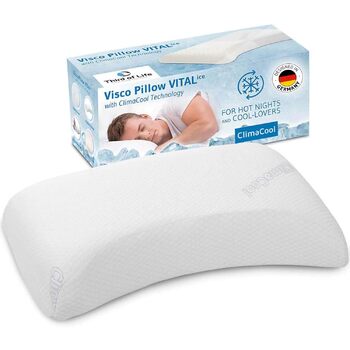 Охолоджувальна подушка VITALice Регульована по висоті подушка для шиї з піни з ефектом пам&39яті з чохлом ClimaCool Класна ергономічна подушка для сну на боці, дихаюча, ергономічна, 56x36x9,5/11,5 см