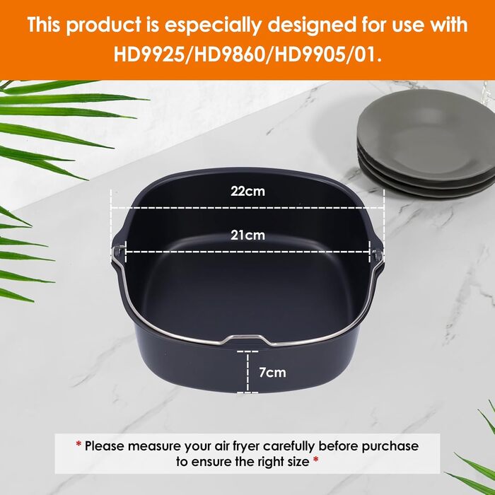 Задній комплект аерофритюрниці, Аксесуари для фритюрниці, Набір аксесуарів для гриля, Аксесуари для фритюрниці з антипригарним покриттям, сумісні з HD9925, HD9860, HD9905 01 (22 см)