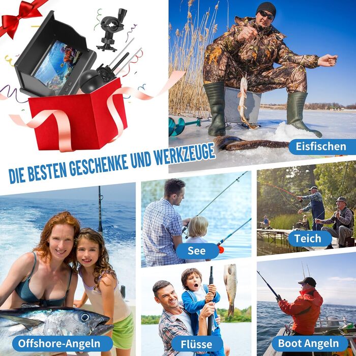 Ехолот, підводна рибальська камера, ширококутний інфрачервоний нічний бачення, підводний ехолот з HD-камерою 220 та 30-метровим кабелем для всіх водойм - рибальська камера для рибалок та шукачів пригод