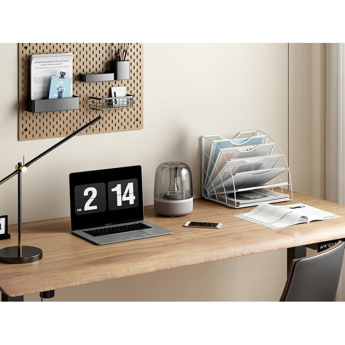 Металевий офісний органайзер EasyPAG з 6 відділеннями у формі віяла A4, тримач для документів, лоток для файлів, тримач для журналів, лоток для листів, органайзер для паперових журналів, білий