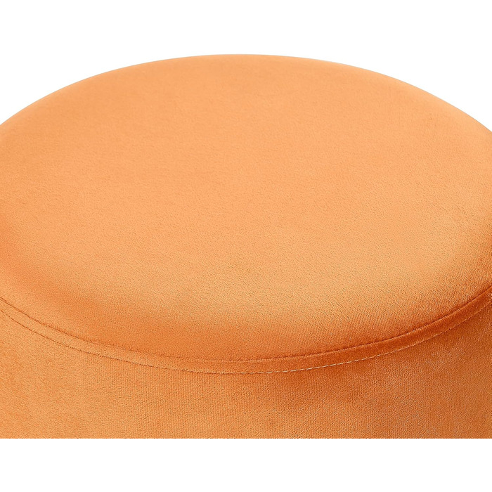 Пуф-стілець Beliani, оксамит, помаранчевий, однотонний, круглий, Ø 35 см, з плетінням Weiner, сучасний Янктон