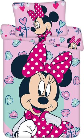 Комплект дитячої постільної білизни Disney Minnie Mouse Pink 100x135 ковдра 40x60 см подушка, 100 бавовна на блискавці