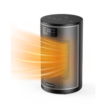 Енергозберігаючий електричний обігрівач, керамічний нагрівальний елемент PTC потужністю 1500 Вт, 4 режими, портативний обігрівач з термостатом, захист від перегріву та перекидання, 8-годинний таймер, для використання в приміщенні, чорний