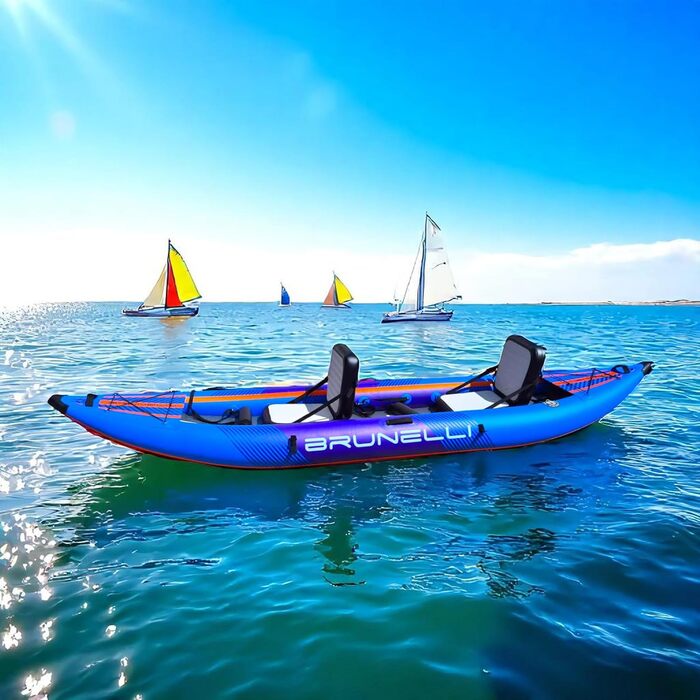 Надувний каяк Brunelli для 2 осіб, повний комплект, каное, каяк, туристичний човен, синій