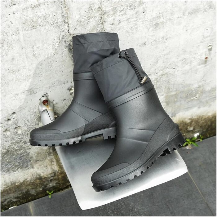 Чоловічі гумові чоботи, короткі, нековзні гумові чоботи із закритим халявою, водонепроникне садове взуття, чорні, EU 40