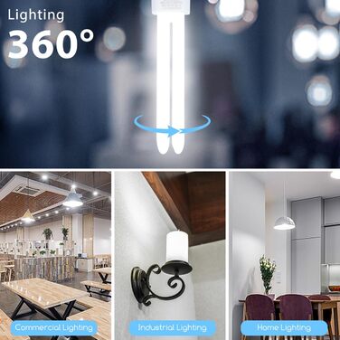 Лампа Aigostar Холодні білі люмінесцентні трубки 2-контактний ПЛК 26 Вт G24 6400K 1560 лм Енергозберігаюча лампа, упаковка 5 шт.