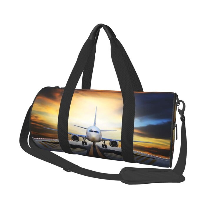 Спортивна сумка, дорожня сумка, рюкзак, з авіаційним принтом, сумка для подорожей на ніч, чорна, універсальний розмір, дорожня сумка