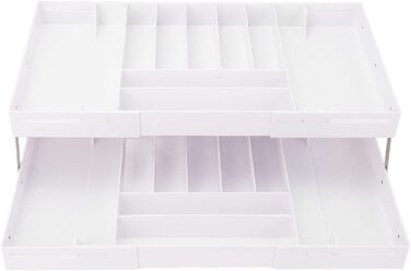 Органайзер для шухляд, складний, стильний, компактний, розширюваний органайзер для столу на кухні та туалетному столику, виготовлений з високоякісного пластику (білого кольору)