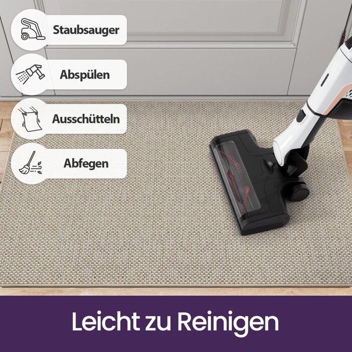 Килимок для внутрішніх дверей DEXI, що вловлює бруд, 60 x 90 см, нековзний килимок для миття, абсорбуючий килимок, тонкий вхідний килимок для вхідних дверей та коридору, бежевий 60 x 90 см