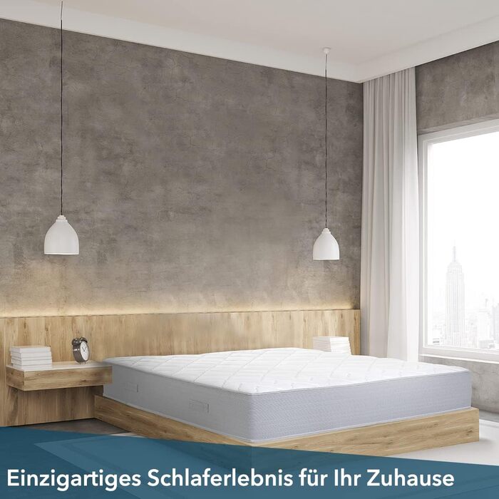 Матрац із пружинним блоком 90x200 см, висота 30 см, двосторонній матрац H2 та H3 з літнім та зимовим боковинами, 100-денний пробний період, матрац для ліжок із пружинним блоком, ефект пам&39яті, сертифікований Oeko-Tex 100, 90 x 200 см