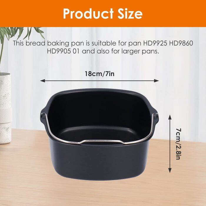 Тісстингова фритюрниця Форма для торта, залізний торт для випічки Бочка для випічки сиру Форми для випічки тортів Форма для випічки хліба Форма для хліба Аксесуари для фритюрниці для HD9925 HD9860 HD9905 01 (18 см)