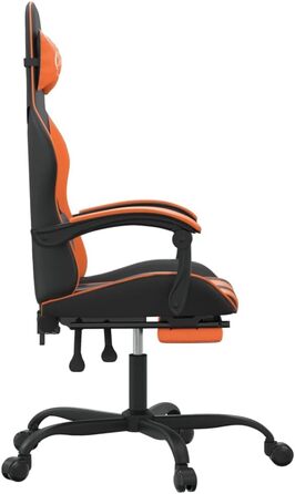 Геймерське крісло, офісне крісло, з підставкою для ніг, чорно-помаранчеве, штучна шкіра