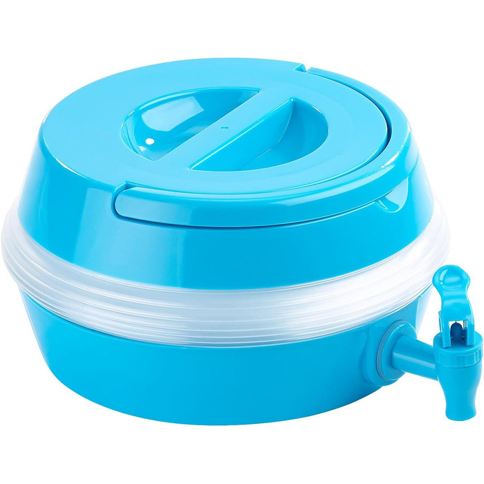 Контейнер для води PEARL складна бочка, кран, підставка, 7,5 літрів, синій/прозорий (каністра диспенсера для води, складна каністра для питної води, лід)
