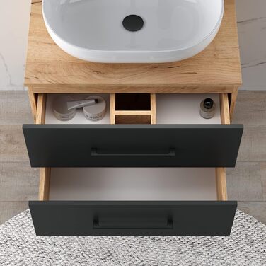 Комплект меблів для ванної кімнати Planetmbel туалетний столик LUX 120 см золотий дуб/антрацит БЕЗ умивальника з тумбою 2 шт. золо