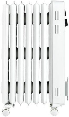 Еко-радіатор ewt NOC eco 15M, допоміжний обігрівач для невеликих приміщень, включаючи 3 режими нагріву, мобільний завдяки колесам та заглибленим ручкам, обігрівач з ребристою конструкцією для рівномірного нагрівання, 1500 Вт, білий