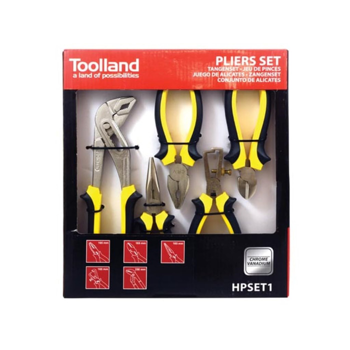 Набір плоскогубців Toolland HPSET1 з хромо-ванадієвої сталі (5 шт.)