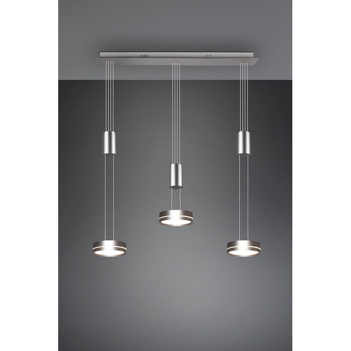 Світлодіодний торшер Trio Lights Franklin 426510208, Метал в т.ч. 35 Вт LED, Зміна кольору, Диммер (нікель-матовий, підвісний 3-полум'яний)