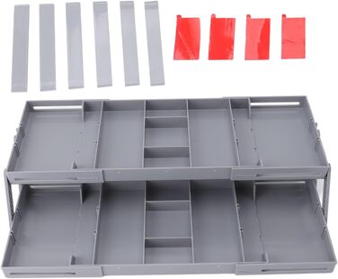 Органайзер для косметики, складаний контейнер різних розмірів, розширюваний настільний лоток для ювелірних виробів, канцелярського приладдя, аксесуарів для волосся, пластиковий (2 яруси) для повсякденного використання