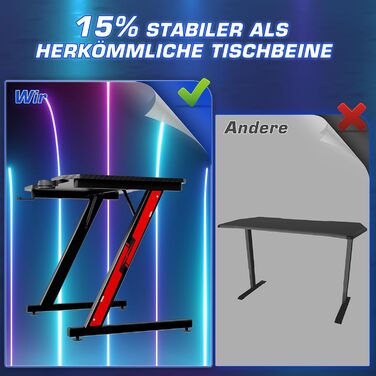 Ігровий стіл Homall 80 x 52 см, ігровий стіл Z-Frame з підставкою для чашки, гачком для навушників, комп'ютерний стіл Стіл для ком