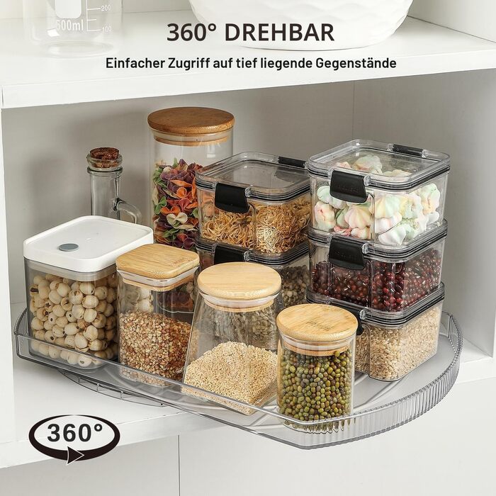 Органайзер для холодильника ROWNYEON поворотний, прямокутний, 360, Lazy Susan, 41,9 см
