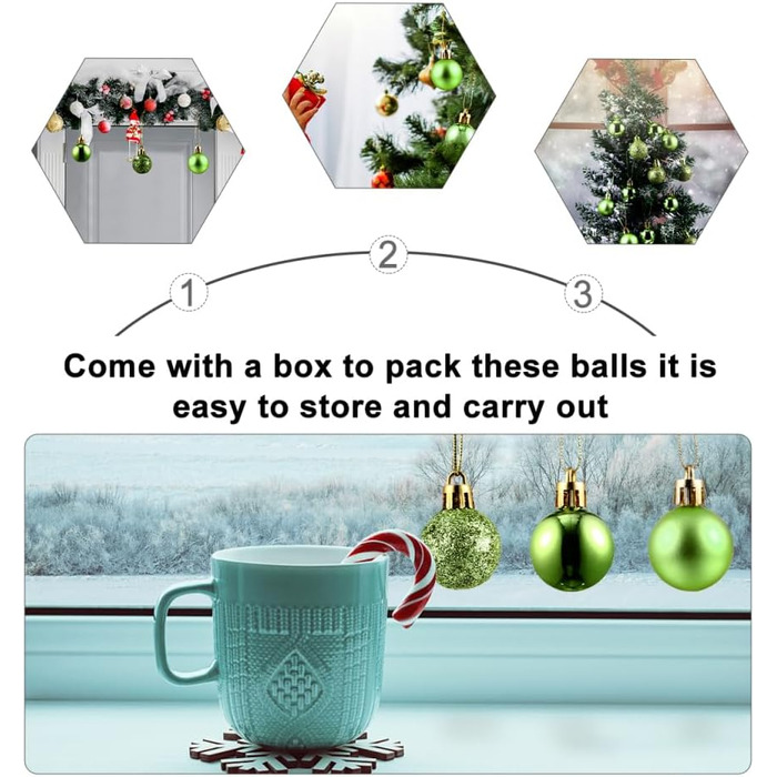 Ялинкові кулі 48 шт зелені Homoyoyo